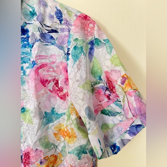 Alfred Dunner Button Up Shirt Small Multi‎ Pastel Floral Cottagecore Y2K Summer - Picture 5 of 17